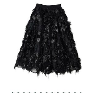 BURU Eyelash Elastic Waist Skirt - Black Metallic Medium